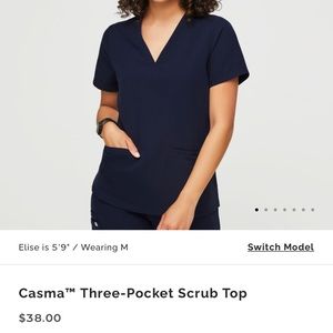 Figs Casma Navy Scrub Top